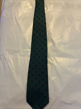 Men's Silk Teal Tie with Subtle Medallion Pattern